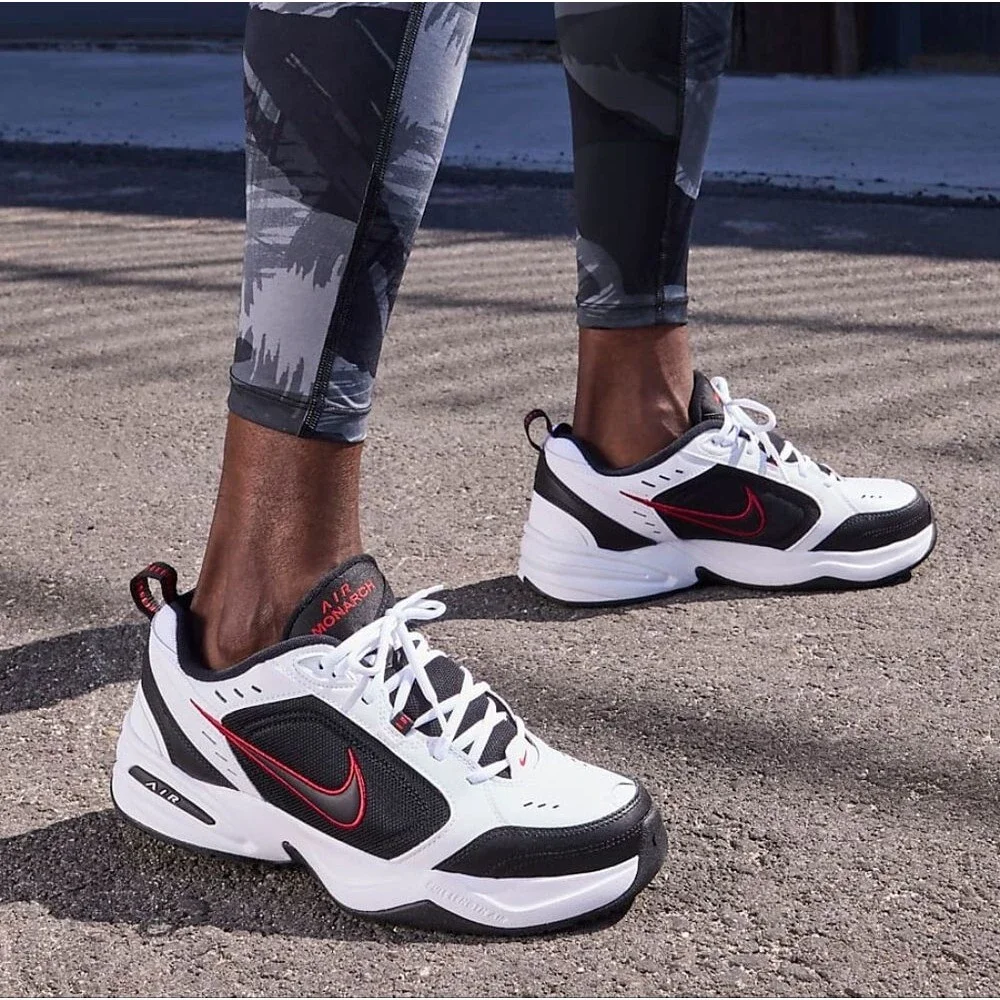 Nike Air Monarch IV Men's 13 White Black Red Training Shoes Sneakers 415445-101